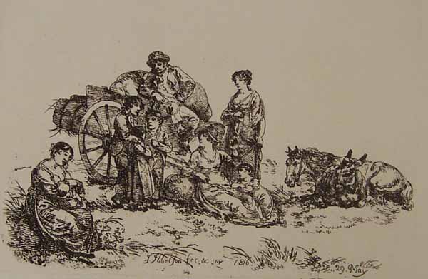 Peasants Resting with Donkey, Horse and Cart
